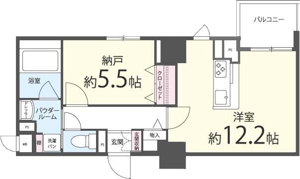 BROU上町台(1LDK/5階)の間取り写真