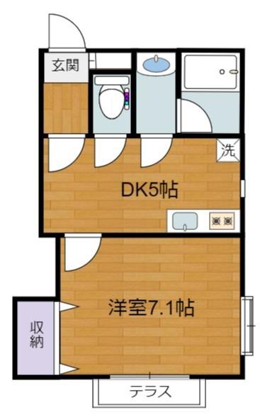 ルミエール喜多見(1DK/1階)の間取り写真