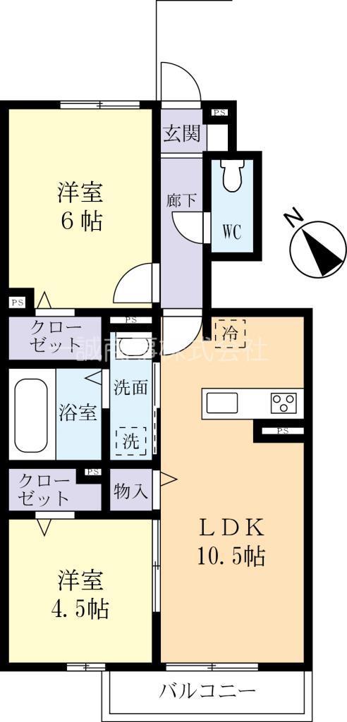 GRAND RISE TSUKUBA B(2LDK/1階)の間取り写真