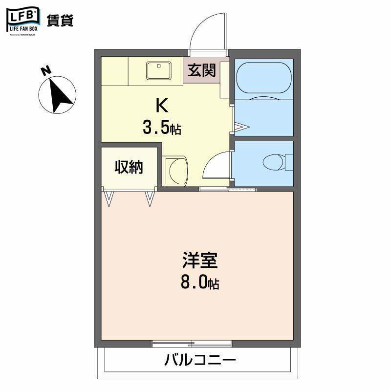メゾンM-1(1K/1階)の間取り写真