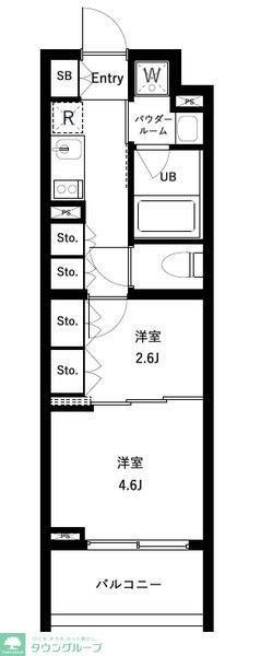 セジョリ高井戸(1DK/1階)の間取り写真