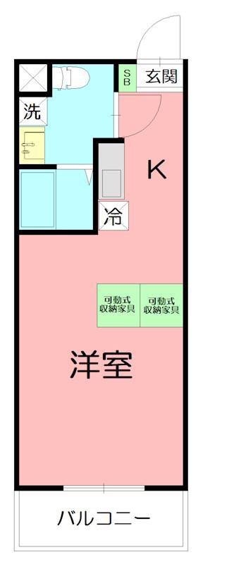 プレイズレイ(1K/1階)の間取り写真