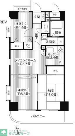 グランシエロ川口本町(3DK/4階)の間取り写真