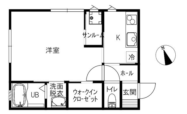 VERONA A棟(1K/1階)の間取り写真
