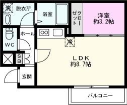 メゾン・ドゥ・アッシュ越谷(1LDK/3階)の間取り写真