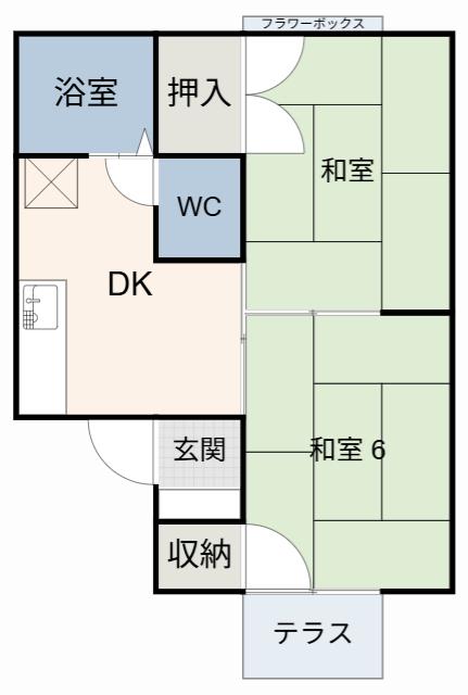ファミール鈴木 A棟(2DK/2階)の間取り写真