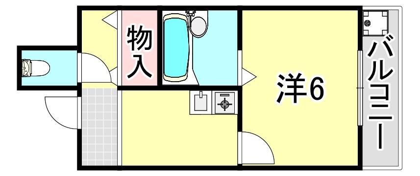 湊川サンシャイン(1K/2階)の間取り写真