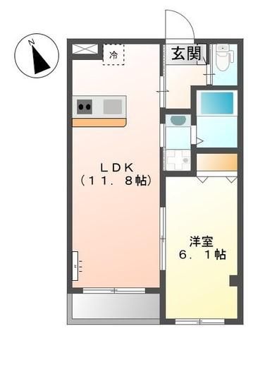 ラシードレーヴ(1LDK/2階)の間取り写真