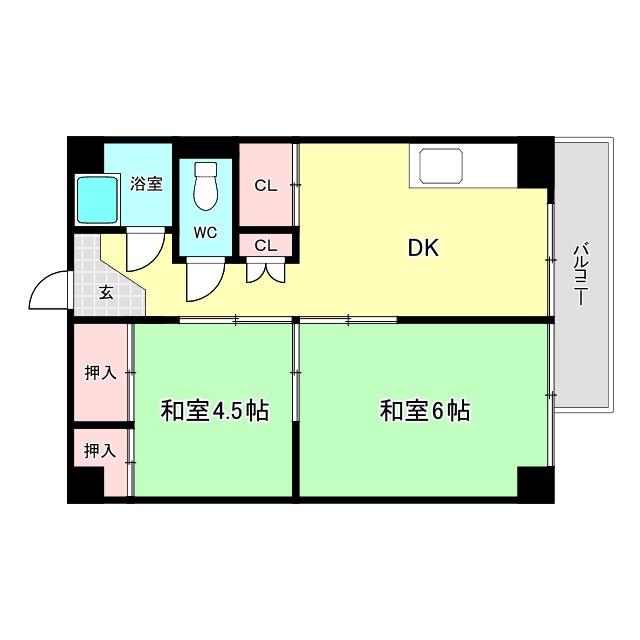 市岡グランドビル旧館(2DK/3階)の間取り写真