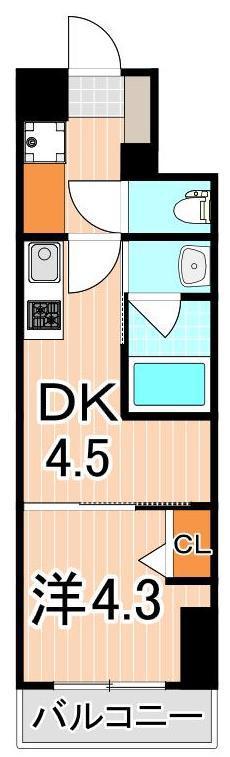 ラフィスタ北綾瀬(1DK/3階)の間取り写真