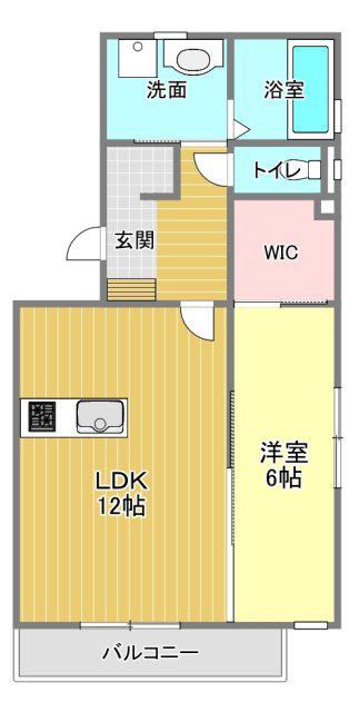 ル・リオン芳川(1LDK/1階)の間取り写真