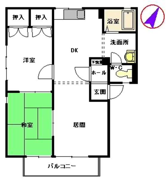 シーサイドヴィラ(2LDK/2階)の間取り写真
