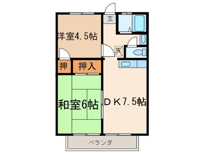 ハイツ内藤(2DK/1階)の間取り写真