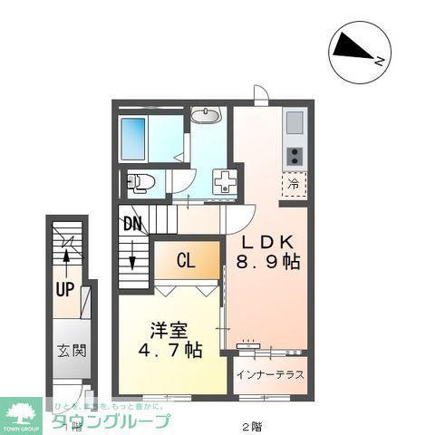 北区今羽町アパート工事(1LDK/2階)の間取り写真