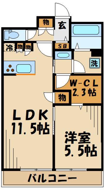ヴィレッタ(1LDK/2階)の間取り写真