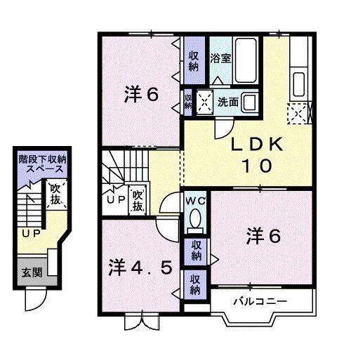 ワールドハピネスA(3LDK/2階)の間取り写真