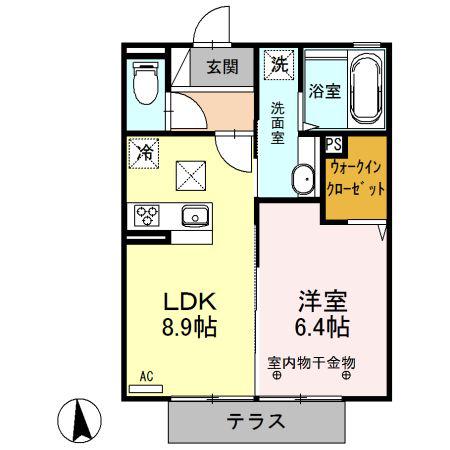 サンモール F(1LDK/1階)の間取り写真