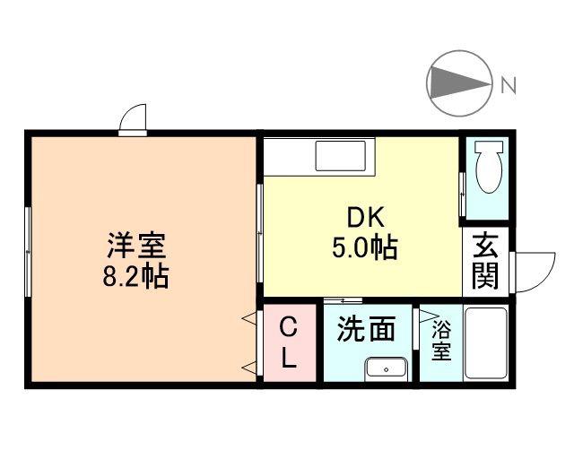 アネーロ田中(1DK/2階)の間取り写真