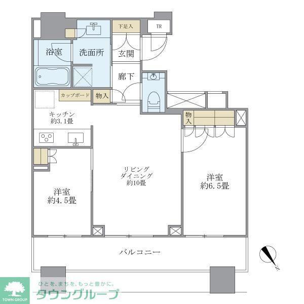 BRILLIA TOWERS目黒サウスレジデンス(2LDK/15階)の間取り写真