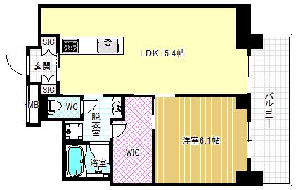 リバーサイドタワー中之島(1LDK/9階)の間取り写真