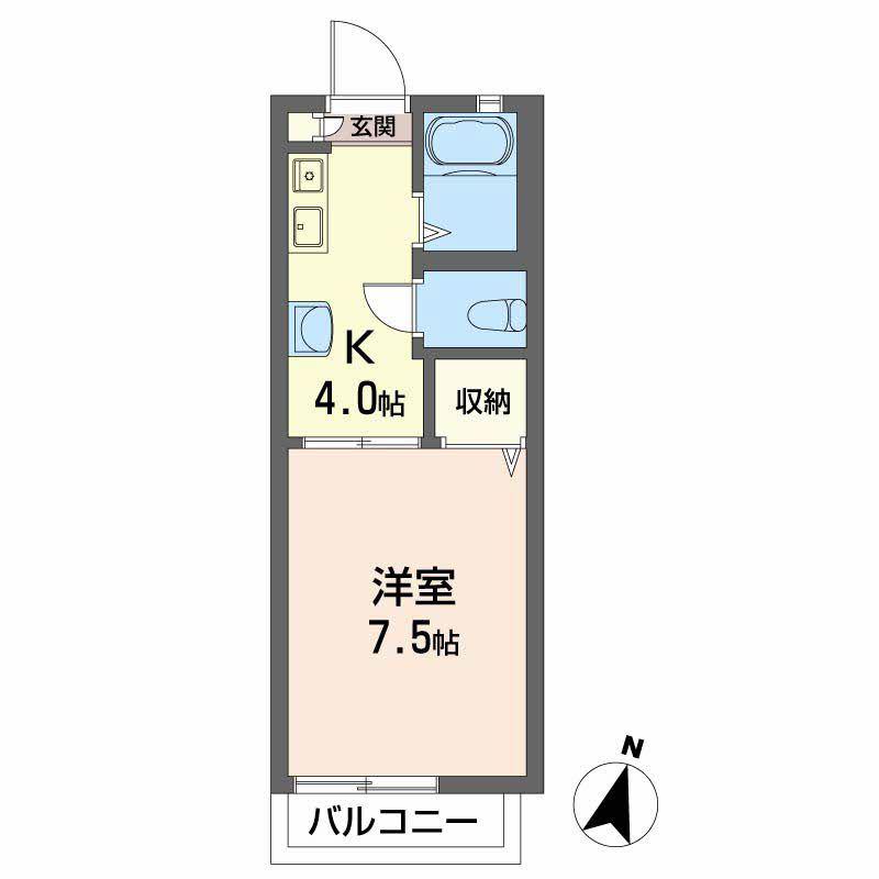 フレグランス中筋(1K/1階)の間取り写真