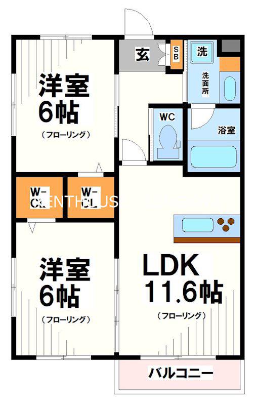 プランドール(2LDK/3階)の間取り写真
