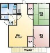 ルート3 A棟(2LDK/1階)の間取り写真