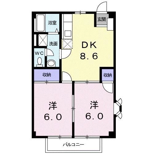 ニューシティーコロンビア(2DK/2階)の間取り写真