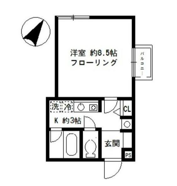 GALIPIN(1K/2階)の間取り写真
