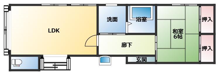 コーポ大野(1LDK/1階)の間取り写真