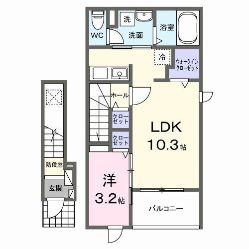 エチュード(1LDK/2階)の間取り写真