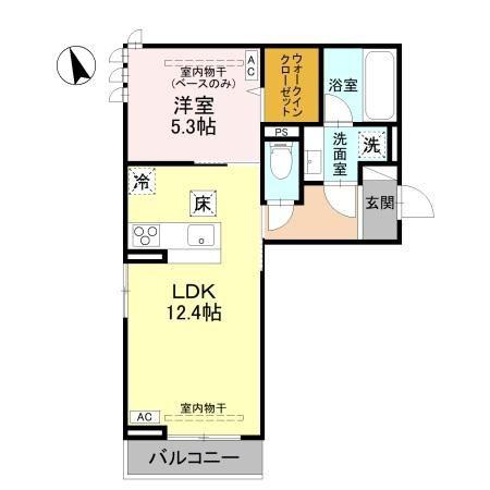 DーROOM福住 A棟(1LDK/1階)の間取り写真