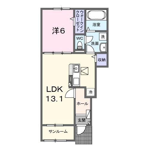 レガーロ B(1LDK/1階)の間取り写真