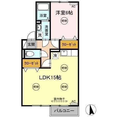 セジュール松縄B棟(1LDK/2階)の間取り写真