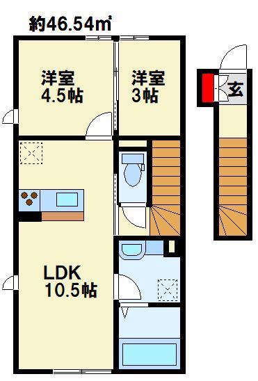 サンハイム・ケイ(1SLDK/2階)の間取り写真