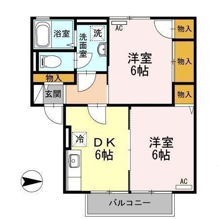 フォルトナ(2DK/2階)の間取り写真