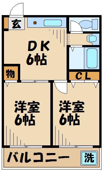 エレガンス仙川(2DK/3階)の間取り写真