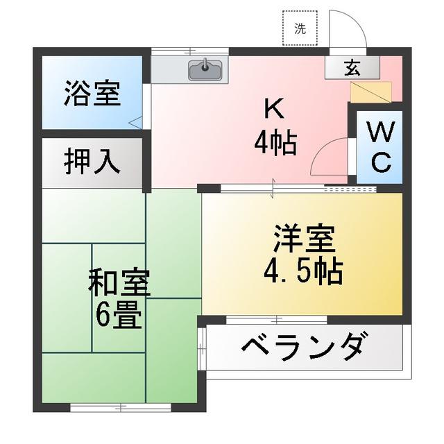 第3ファミリーハイツ(2K/2階)の間取り写真