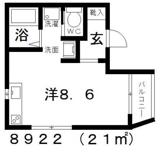 カームメゾン(ワンルーム/3階)の間取り写真