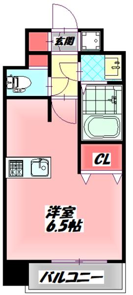 プレサンス城北公園アクアージュ(ワンルーム/2階)の間取り写真