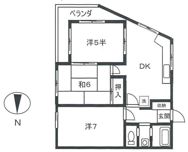 上野毛リトルタウン(3DK/3階)の間取り写真