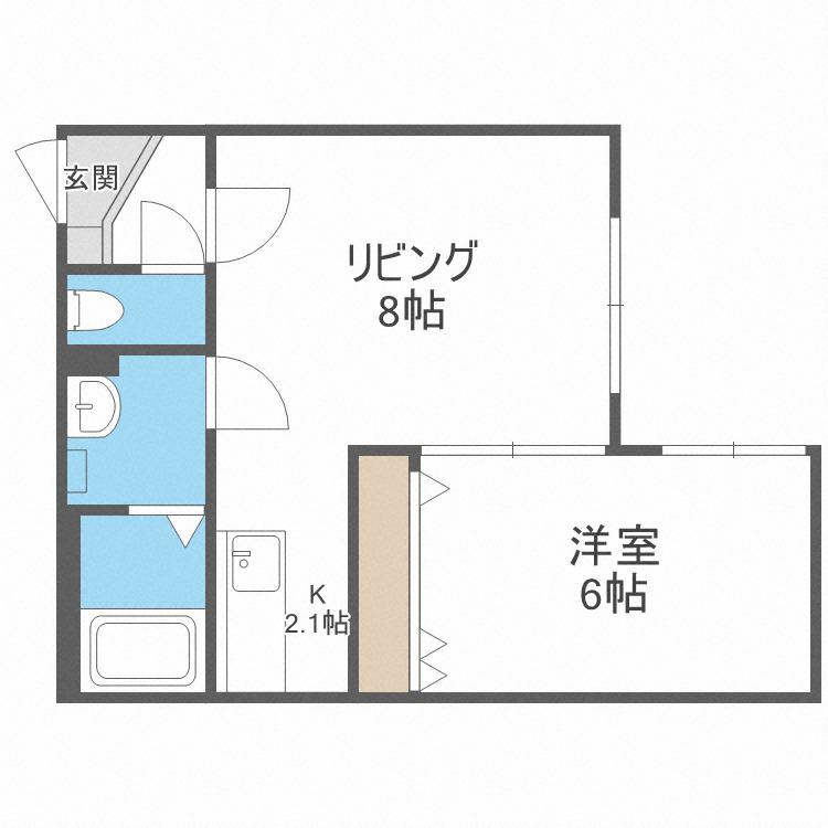 グラン南郷(1LDK/4階)の間取り写真