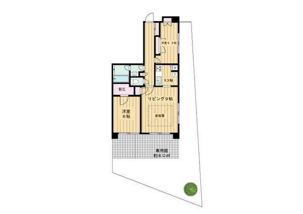 二子玉川園パークホームズ(2LDK/1階)の間取り写真