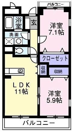 プラムガーデン(2LDK/2階)の間取り写真