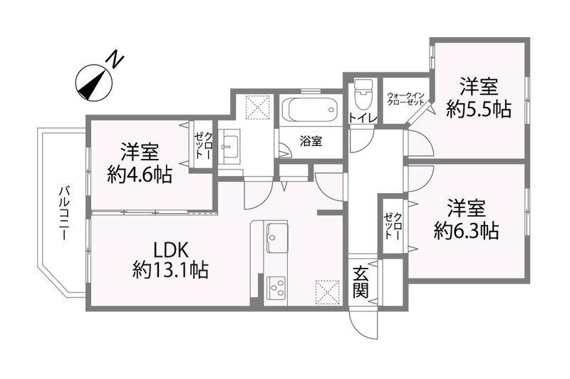 REGLIA今里ノース(3LDK/3階)の間取り写真