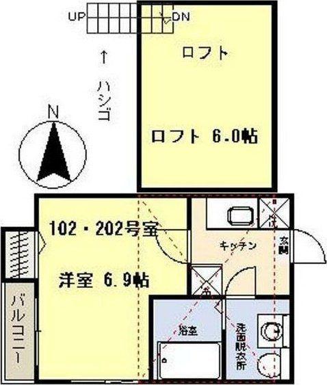 JR仙山線 東照宮駅 徒歩6分 2階建 築18年(1K/1階)の間取り写真