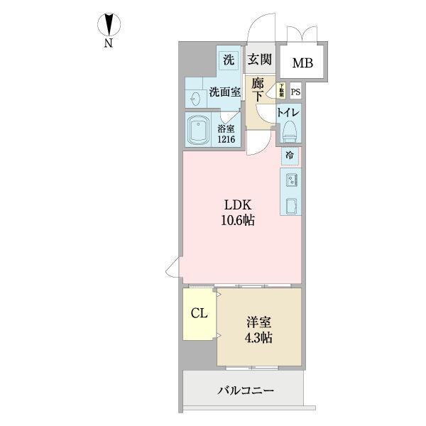 プロシード池下(1LDK/11階)の間取り写真