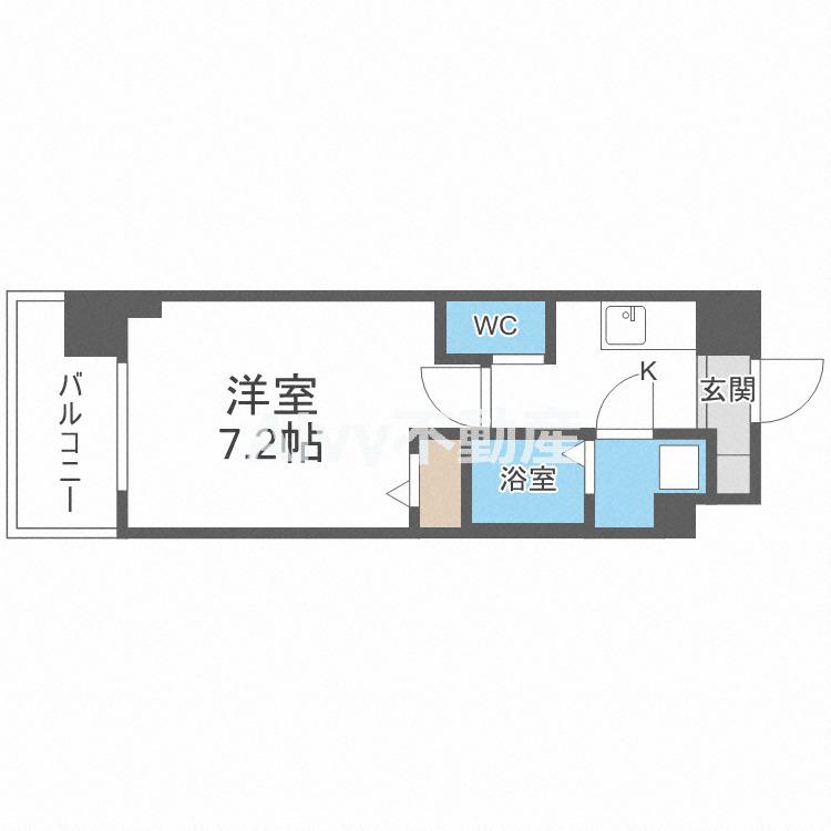 エグゼ難波西II(1K/2階)の間取り写真