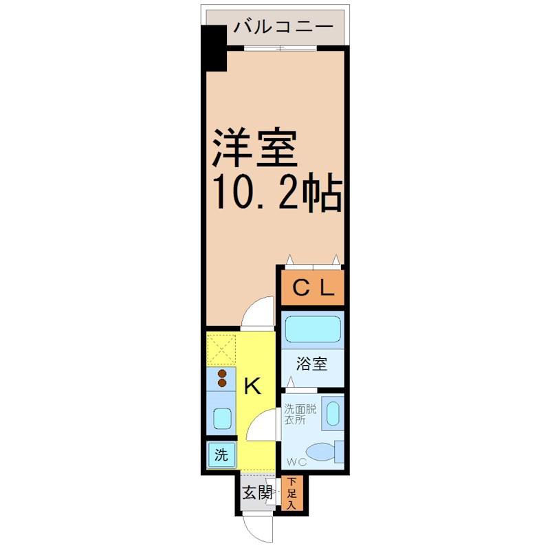 リヴシティ栄参番館(1K/2階)の間取り写真