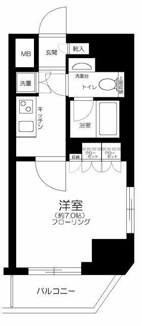 パレステュディオ汐留ウエスト(1K/7階)の間取り写真
